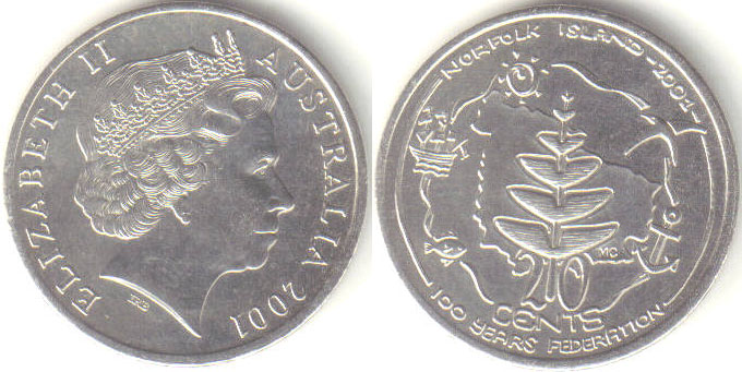 2001 Australia 20 Cents (Norfolk) A000758